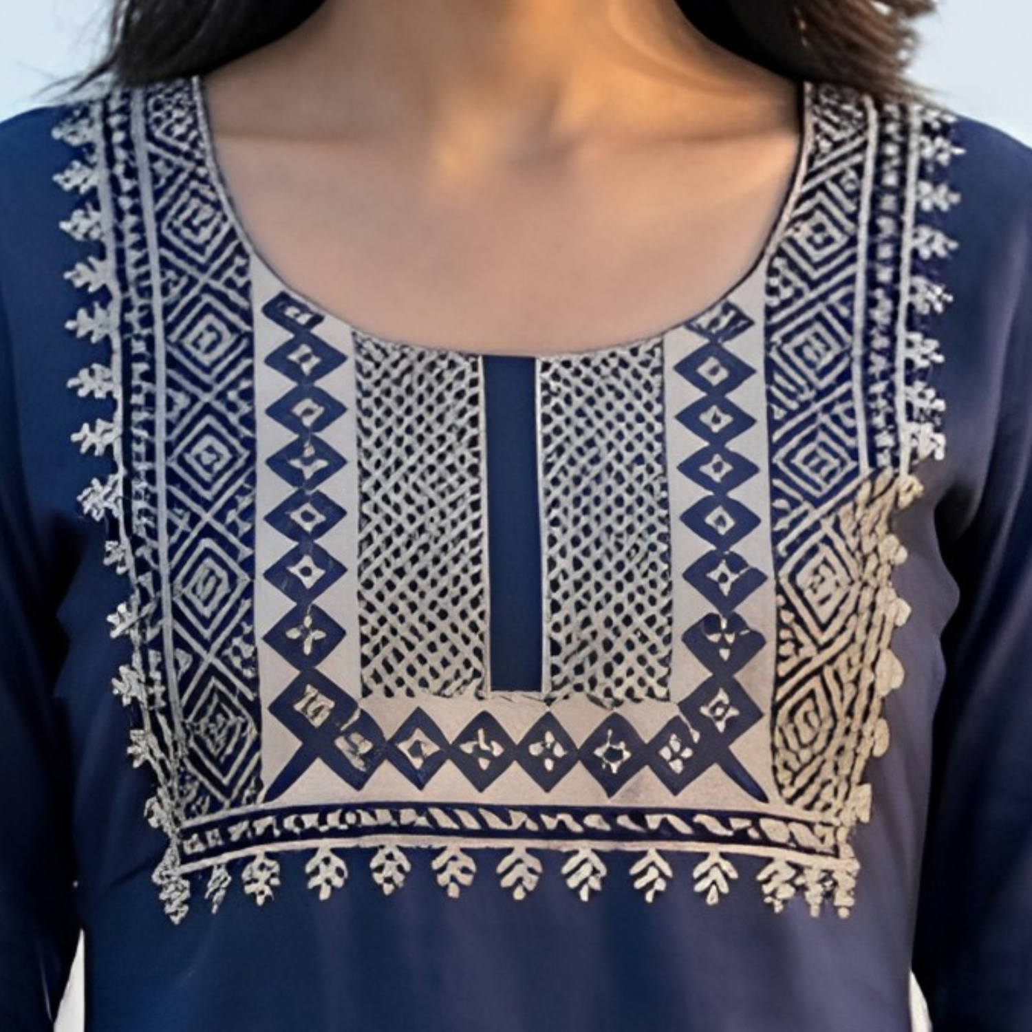 Western Style White  Cotton  Embroidery  Tops  Collection For Women