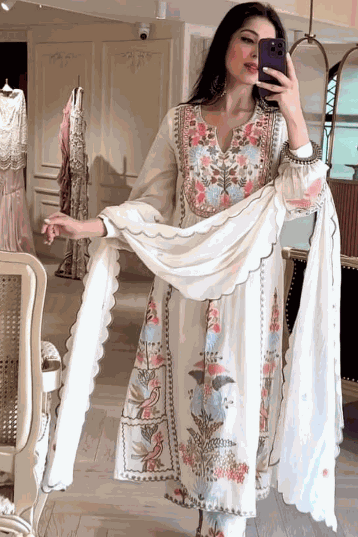 Embroidered Straight Kurti 3 Pc Suit Ready To Wear