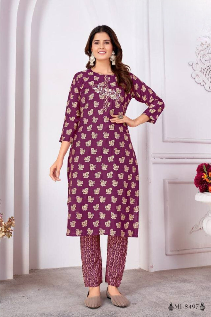 Foil Printed Viscose Straight Kurti