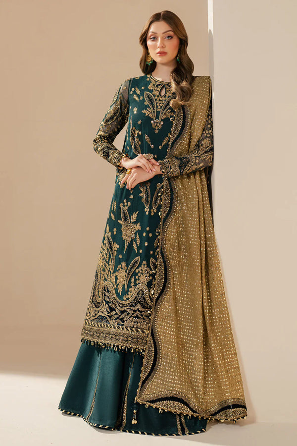 Embroidered Chiffon Sharara Suit with Organza Borders &amp; Malai Crepe Sharara | Ready to Wear