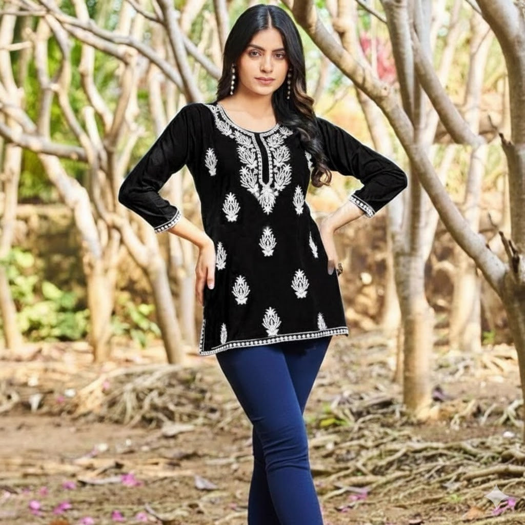 Elegant Rayon Front  Embroidery Work Kurti For Women 001