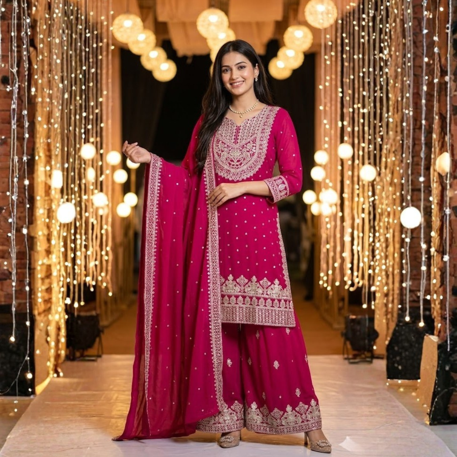 Heavy Embroidery Gharara 3Pcs Suit  Collection For Women