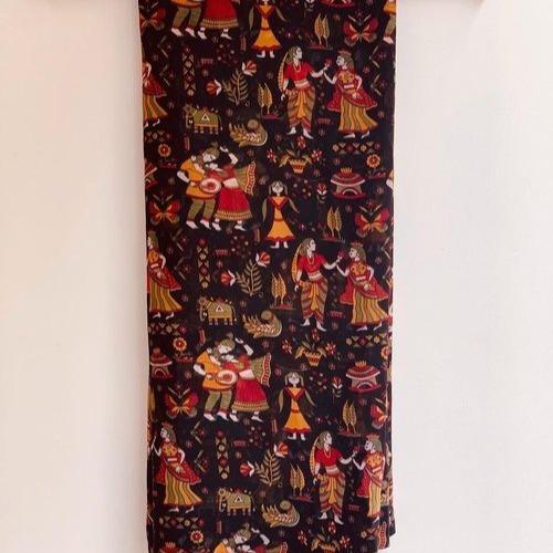 Faux Georgette Kalamkari Print Saree For Women