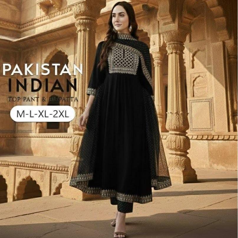 ETHNIC MOTIFS EMBROIDERED SEQUINED KURTA WITH PALAZZOS & DUPATTA 003