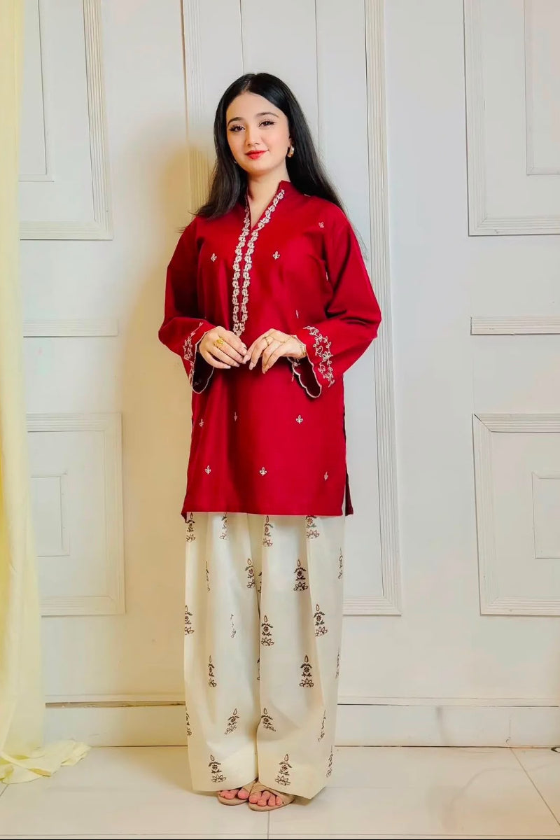 Luxury Heavy Embroidered Dhannak 2-Piece Suit | Ready To Wear