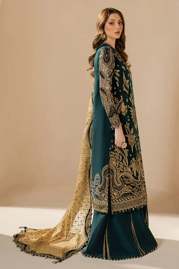 Embroidered Chiffon Sharara Suit with Organza Borders &amp; Malai Crepe Sharara | Ready to Wear
