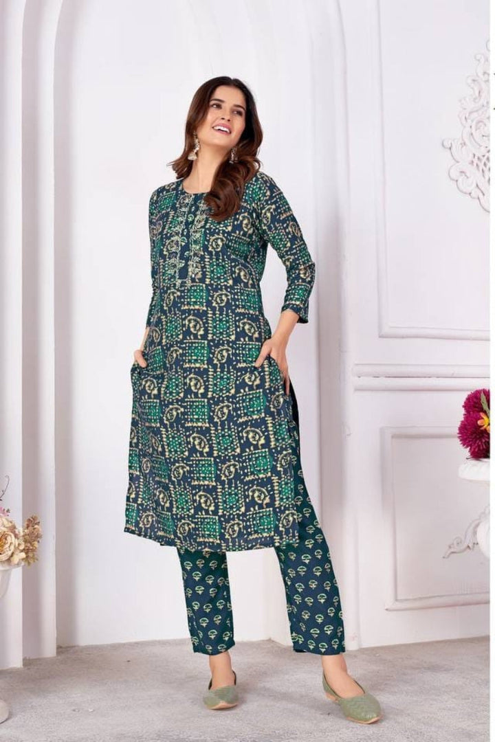 Foil Printed Viscose Straight Kurti