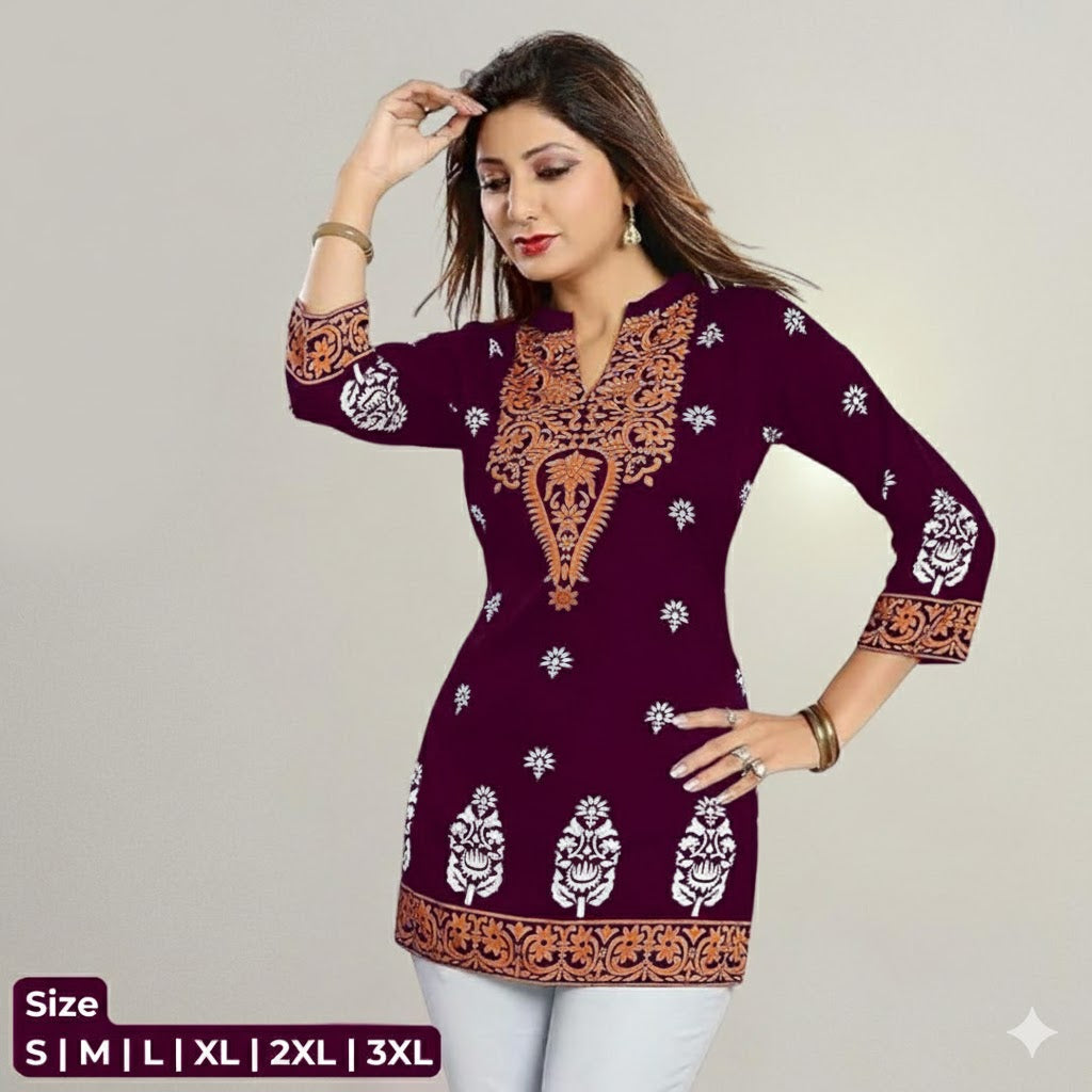 Digital Printed Embroidery Tops Collection For Women 001