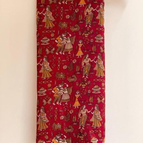 Faux Georgette Kalamkari Print Saree For Women