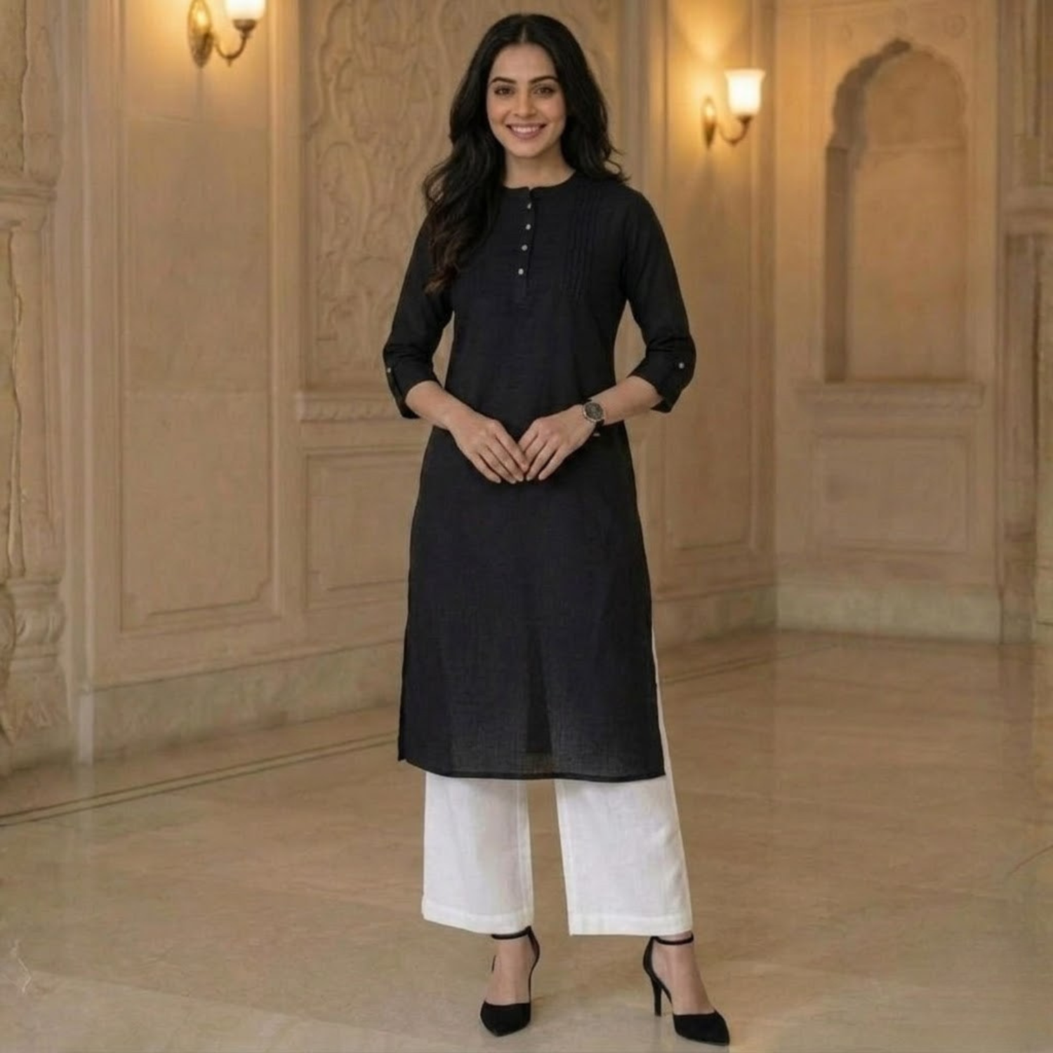 New Plain Button  Design  Kurti  Collection For Women