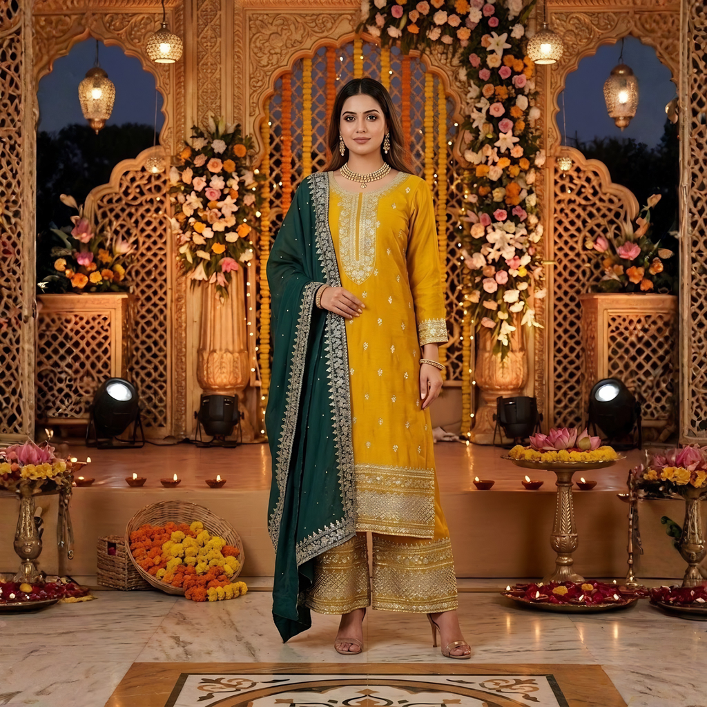 Traditional Glamour  Embroidery 3PCS Suit  Collection For Women