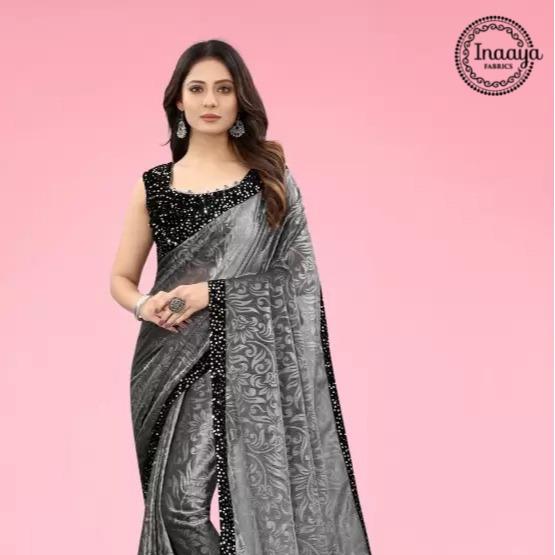Trending  Lycra Blend Saree with Sequins work For Women