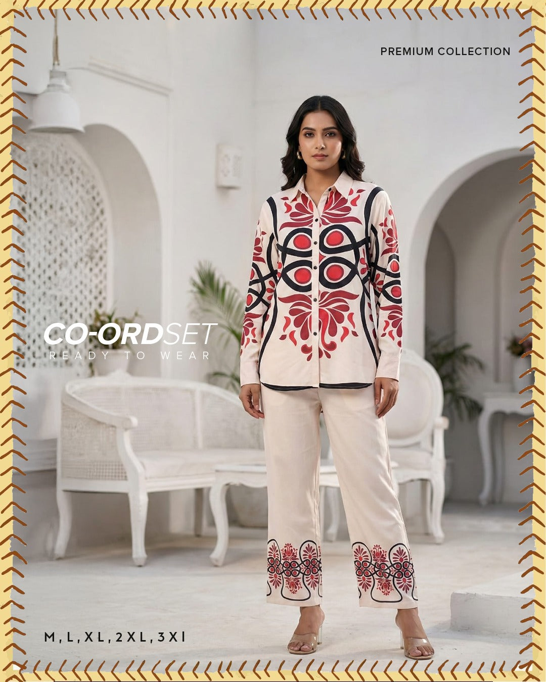 Ivory Medallion Print Co-ord Shirt Set