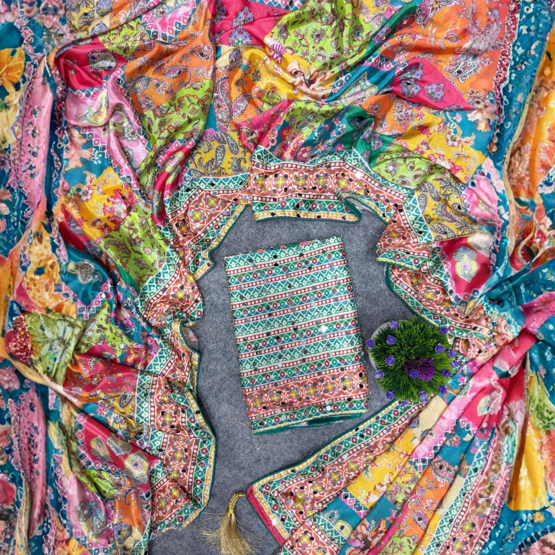 Chinon Silk Saree With Piping Border