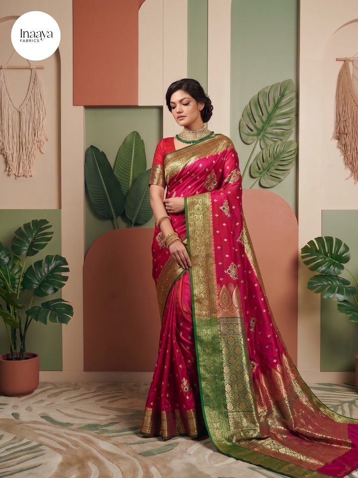 Meena Banarasi Lichi Silk Saree