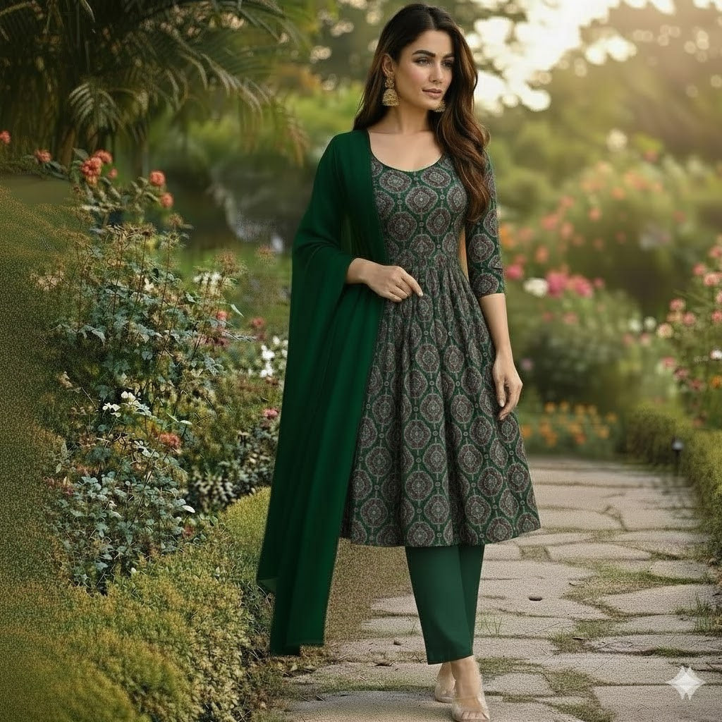Designer Printed Georgette Gown With Dupatta For Women 002