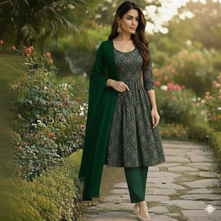 Designer Printed Georgette Gown With Dupatta For Women 002