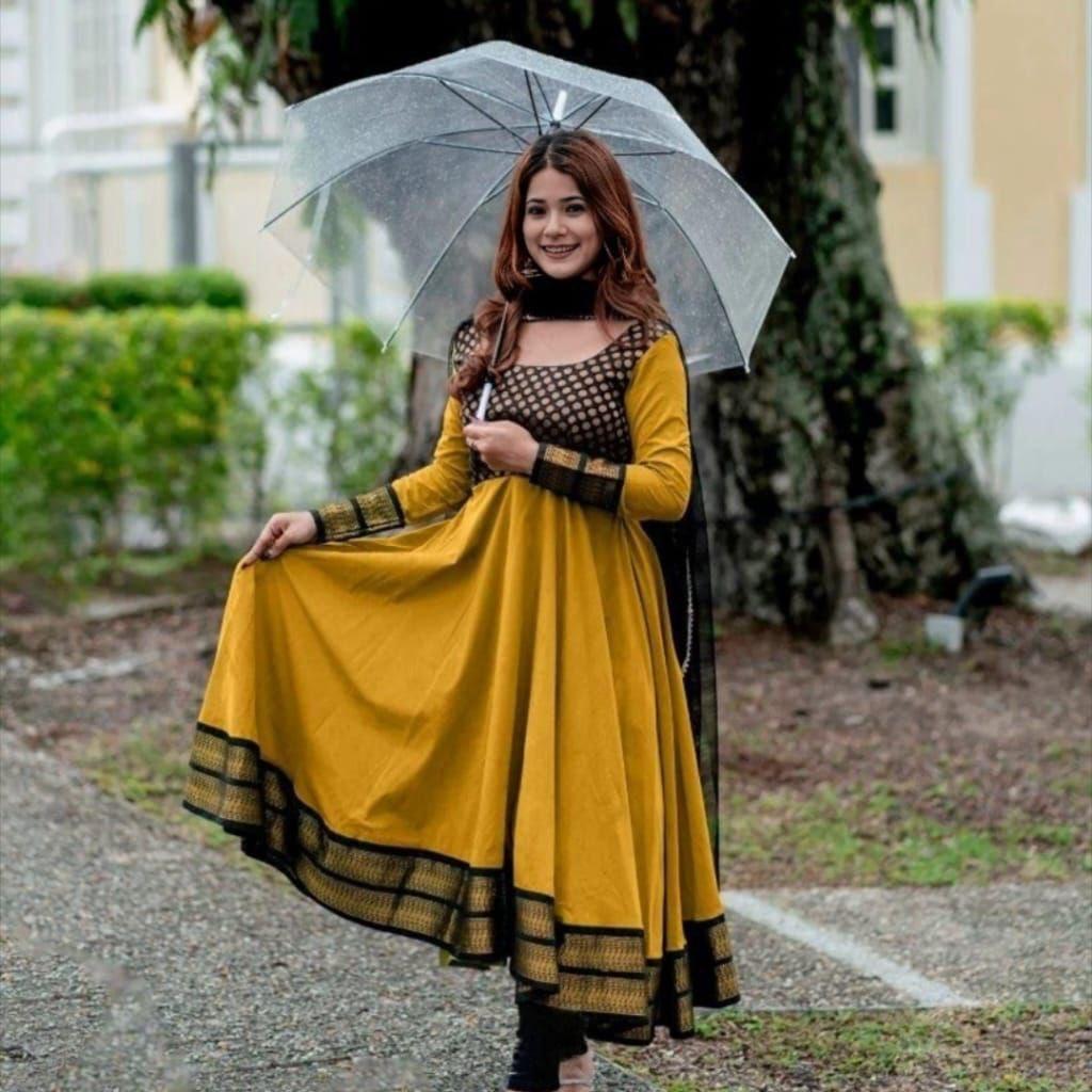 Beautiful Gown With Net Dupatta 2  Pcs Collection For Women By Inaaya Fabric