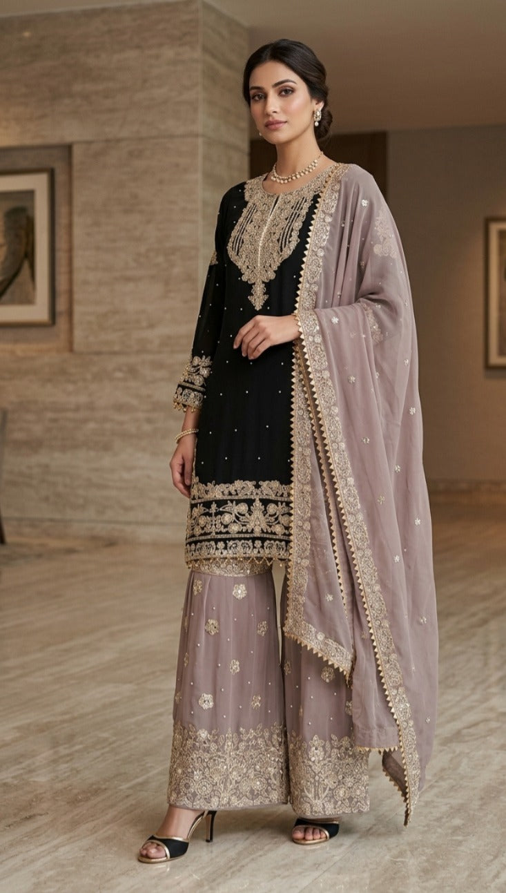 Heavy Georgette 3PCS  Fully Embroidery Suit For Women