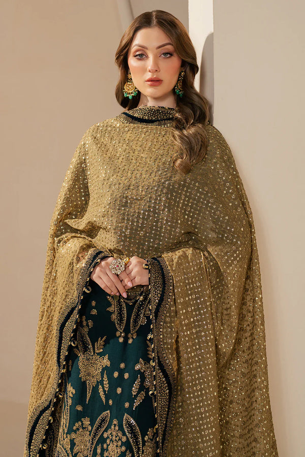 Embroidered Chiffon Sharara Suit with Organza Borders &amp; Malai Crepe Sharara | Ready to Wear