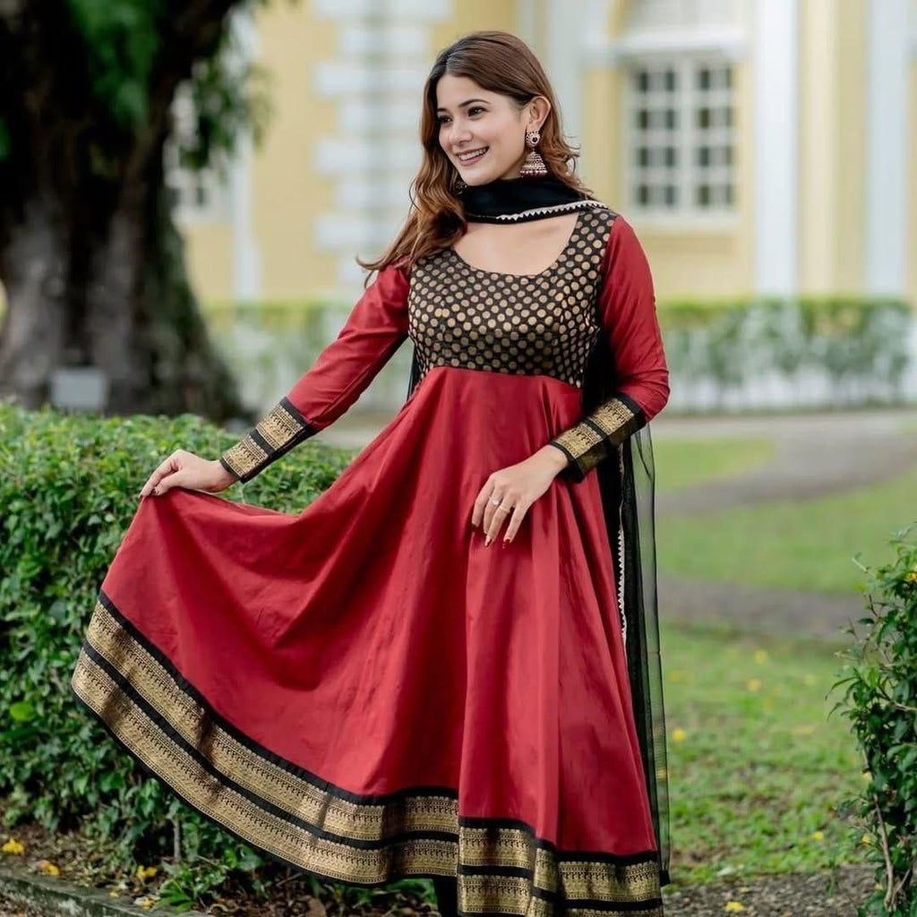 Beautiful Gown With Net Dupatta 2  Pcs Collection For Women By Inaaya Fabric