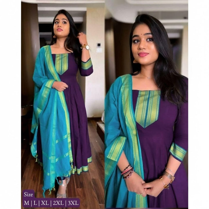 Stunning Long Frock  And  Dupatta Set  For Women  002