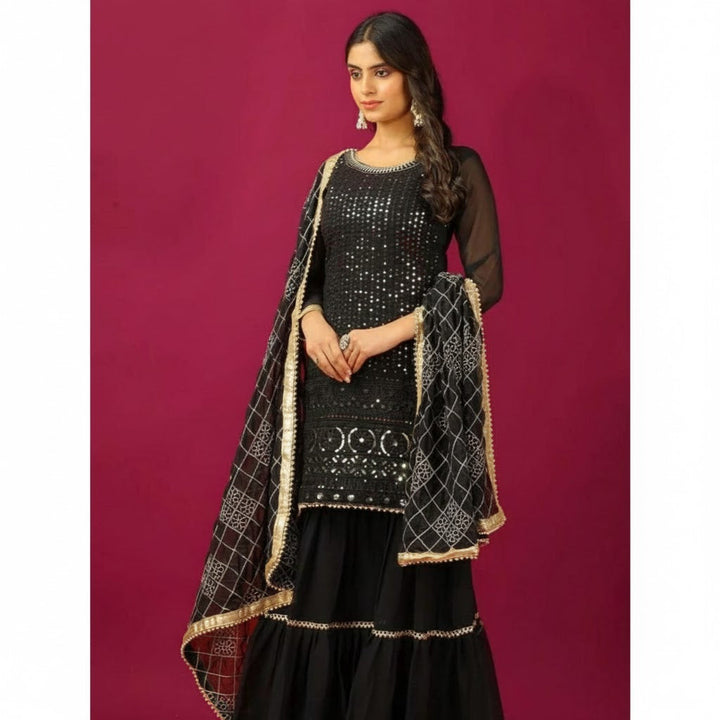 Elegant Readymade 3 Pcs  Sharara Soft Top Suit For Women 003
