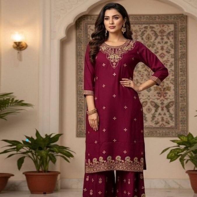 2PCS  Printed Plazzo Suit For Women