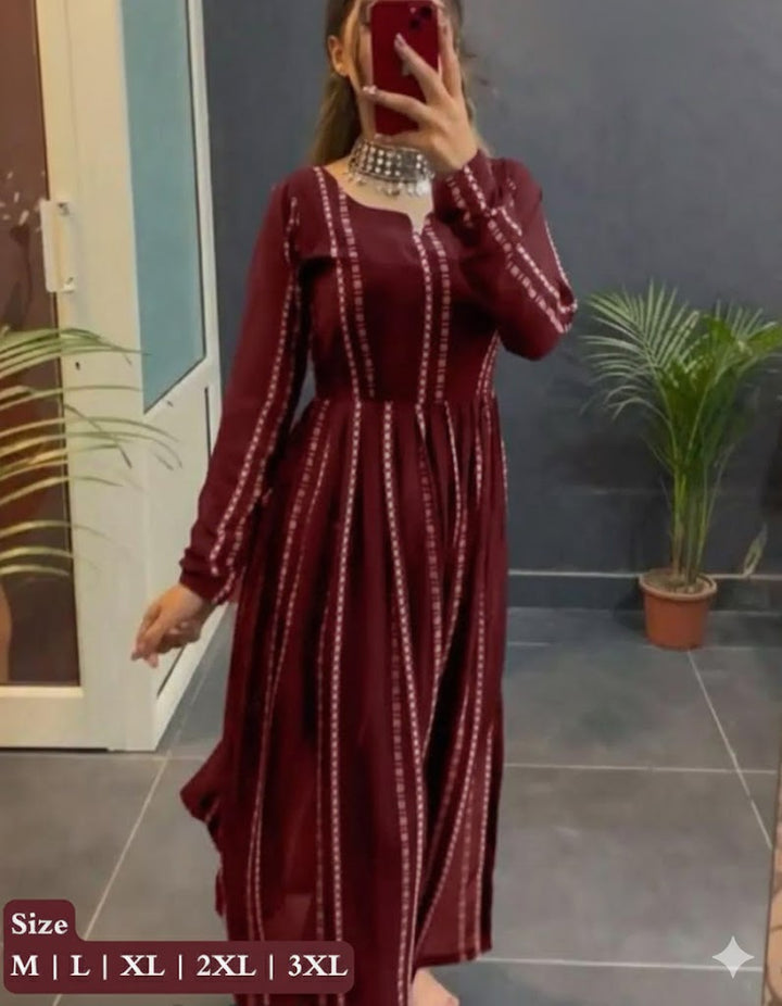 Printed  Ready To Wear Cut  Rayon Kurti  For Women 001