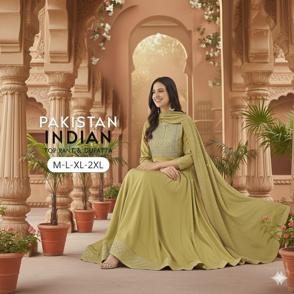 ETHNIC MOTIFS EMBROIDERED SEQUINED KURTA WITH PALAZZOS & DUPATTA 003