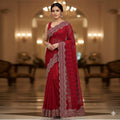 Stone Work Chiffon Georgette Material Saree Unstitched