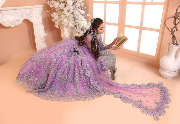 Pastel Lilac &amp; Sparkling Silver: Embroidered Net Bridal Lenge Choli | Ready To Wear