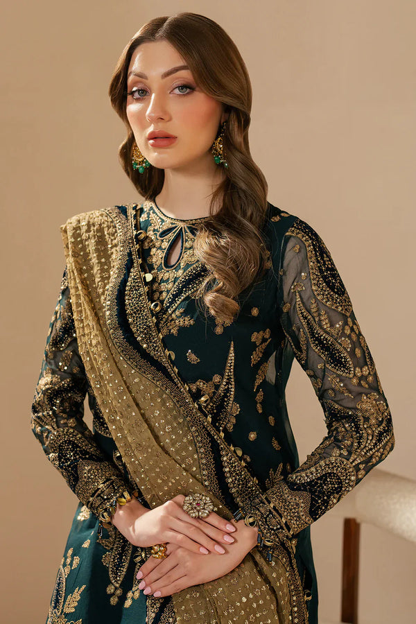 Embroidered Chiffon Sharara Suit with Organza Borders &amp; Malai Crepe Sharara | Ready to Wear