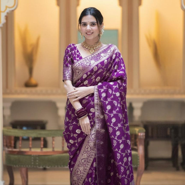 Printed Soft Lichi Silk Saree With 6 Colors Unstitched Material by Inaaya Farbic