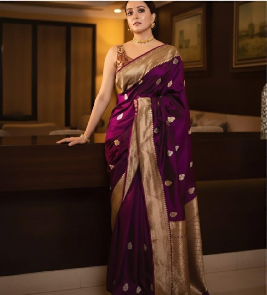 Banarasi  Silk Saree With Unstitched Blouse For Women