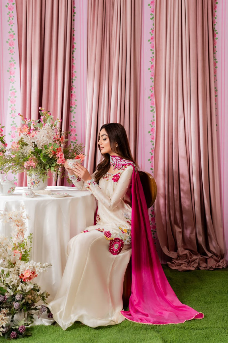 Multi Floral Luxury Shamoz Silk 3-Piece Suit | Ready To Wear