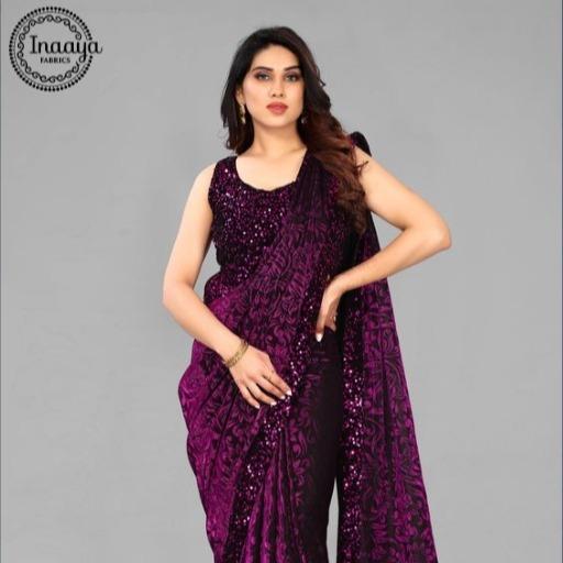 Trending  Lycra Blend Saree with Sequins work For Women