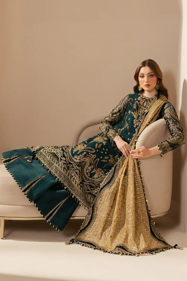 Embroidered Chiffon Sharara Suit with Organza Borders &amp; Malai Crepe Sharara | Ready to Wear