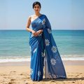 Printed Cotton Saree Collection  With Fumka Border  For  Women