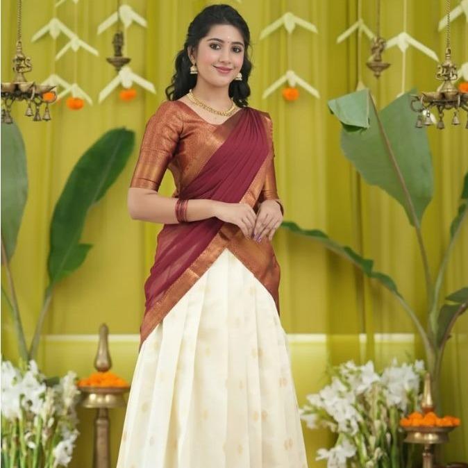 Silk  Saree Lehanga With Blouse And Banarasi Duppatta For Female