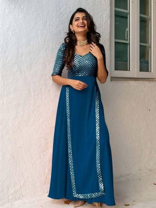 Adorable Heavy Faux Georgette Sequence  Gown  For Women