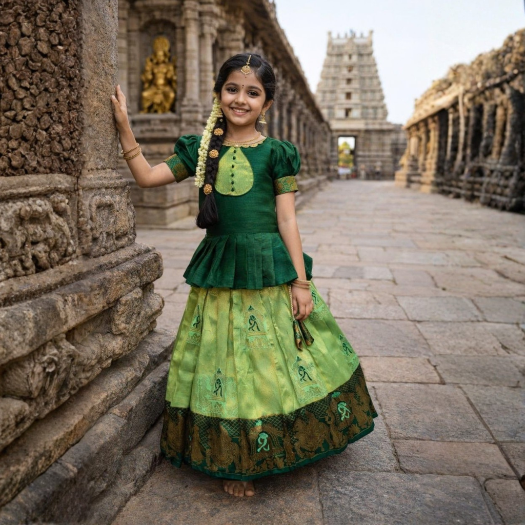 Ready to Wear Premium Kubera Silk Lehenga For Kids