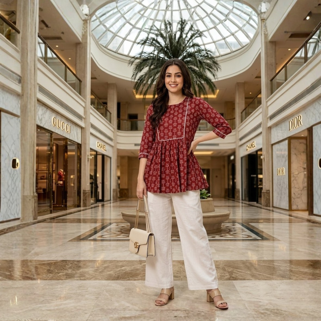 Designer Printed Cotton Tops Collection For Women