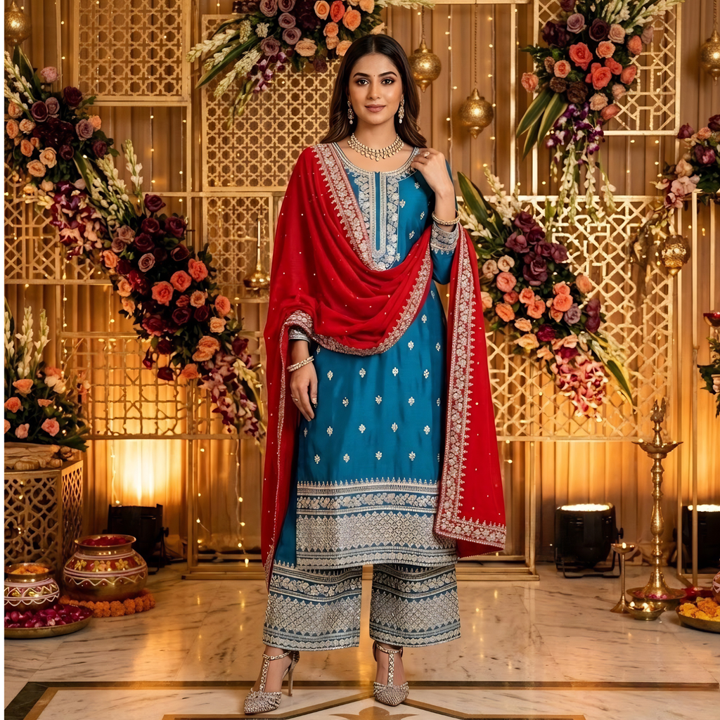 Traditional Glamour  Embroidery 3PCS Suit  Collection For Women