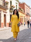 Rayon Yellow 2pcs Suit For Women Limited Stock 002
