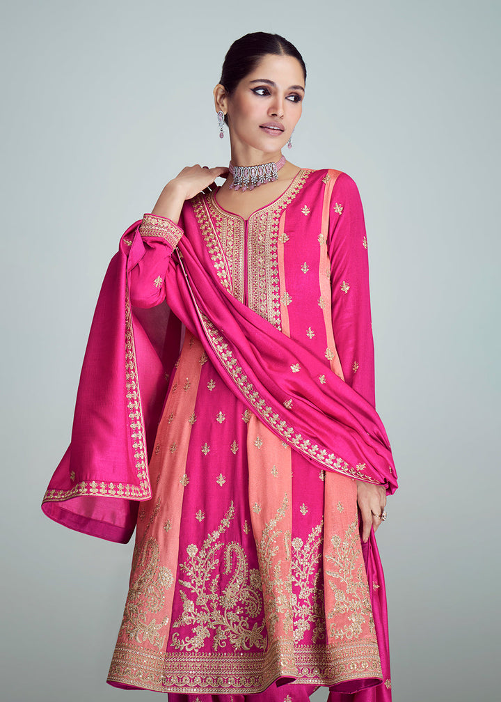 Silk Embroidered Peplum Punjabi Style Suit