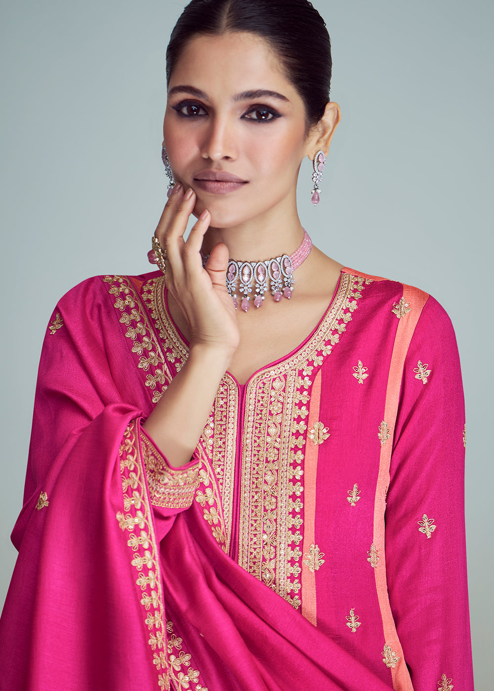 Silk Embroidered Peplum Punjabi Style Suit