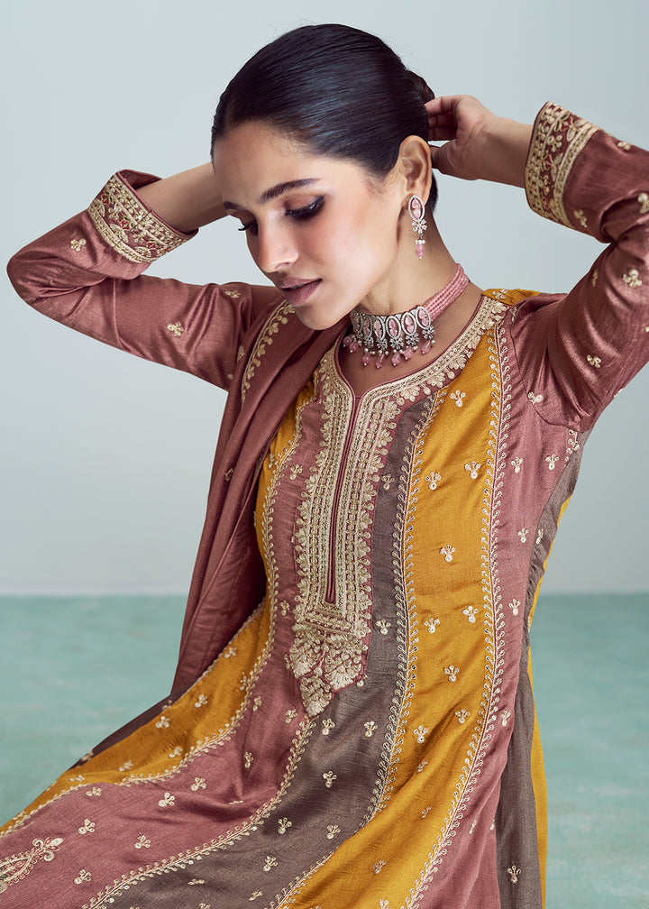 Silk Embroidered Peplum Punjabi Style Suit