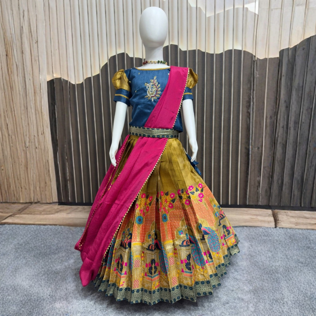 Premium Jacquard  Work Lehenga Collection For Kids