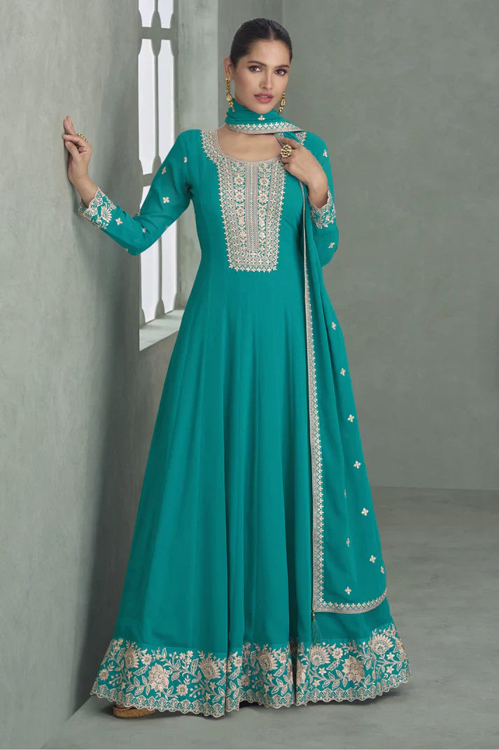 Embroidered Anarkali with Dupatta